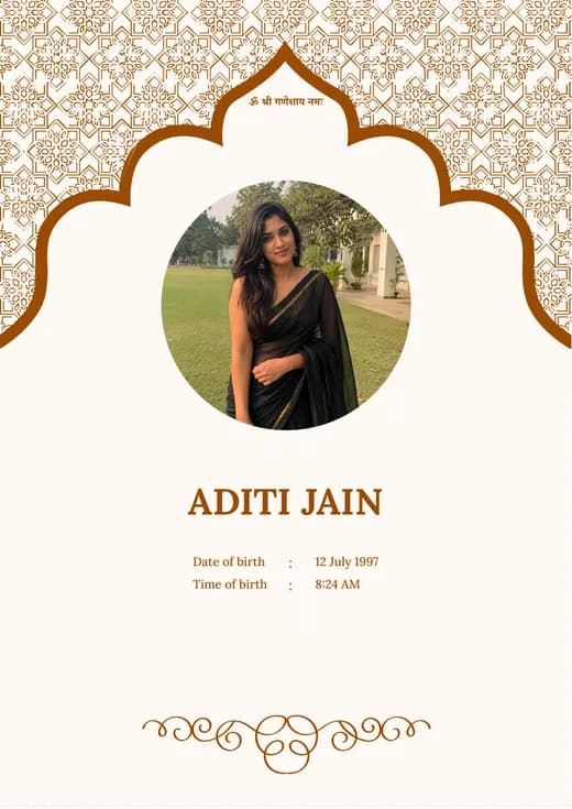 Elegant girl marriage biodata template preview