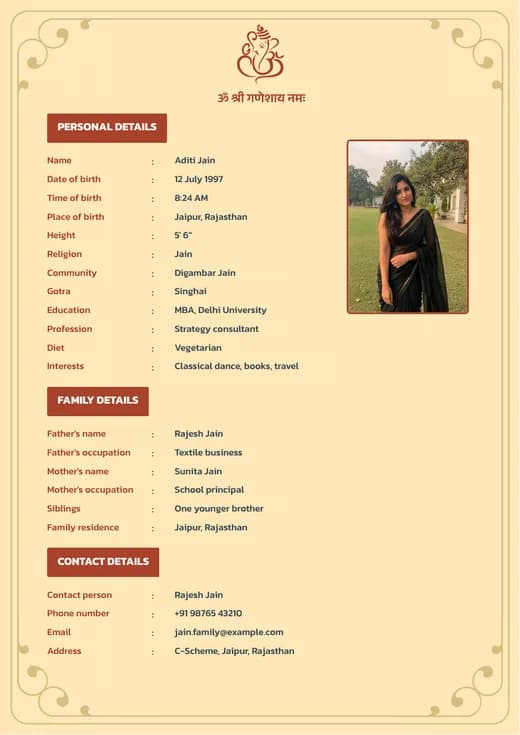 Beautiful marriage marriage biodata template preview